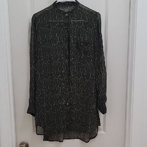 Source Unknown Black Patterned Blouse